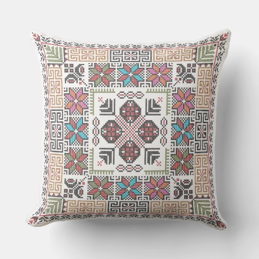Borduurpatroon Kussen Palestijnse Tatreez Kunst (Voorkant)