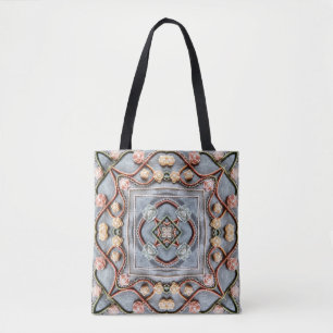 Borduurpatroon met katoendraad, parels tote bag