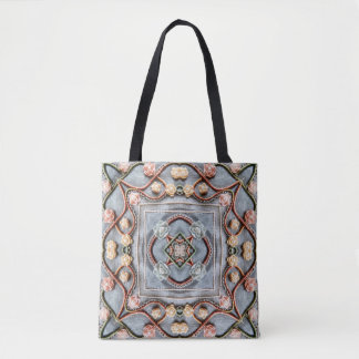 Borduurpatroon met katoendraad, parels tote bag