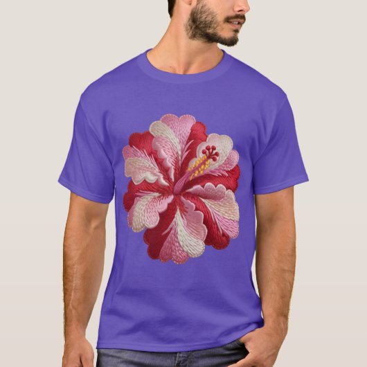 Borduursel hibiscus Oversized T-shirt (Voorkant)