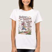 Borduursel T-shirt Motivatie Bunny Quote (Voorkant)