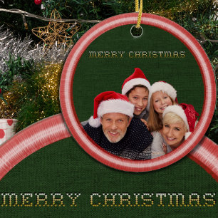 Borduursteekjes en Stof Foto Kerstmis Keramisch Ornament
