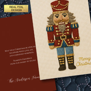 Borduursteekwerk van Notenkraker Kerst Folie Feestdagenkaart