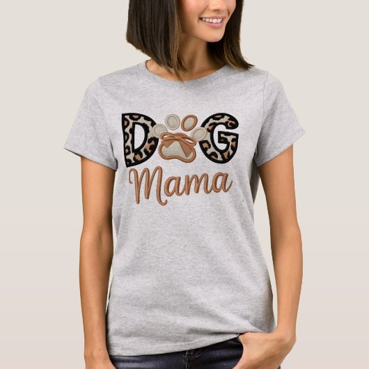 Borduurstijl Hond Mama - Moederdag T-shirt (Voorkant)