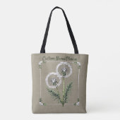  borduurstijl paardenbloemen aangepaste naam tote bag (Achterkant)