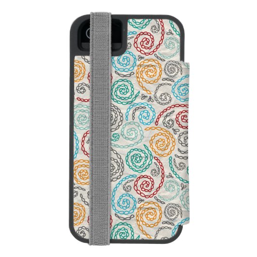 Borduurvormig fancy samengevoegd papier incipio iPhone portemonnee hoesje (Agenda Achterkant)