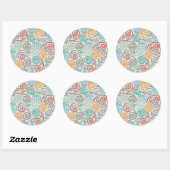 Borduurvormig fancy samengevoegd papier ronde sticker (Vel)