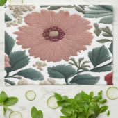 Borduurwerk. Bloemen. Close-up van bloemen Theedoek (Gevouwen)