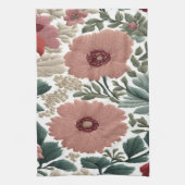 Borduurwerk. Bloemen. Close-up van bloemen Theedoek (Verticaal)