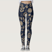 Borduurwerk Bloemen Donker  Ornament Leggings (Voorkant)
