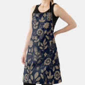 Borduurwerk Bloemen Donker  Ornament Schort (Insitu)