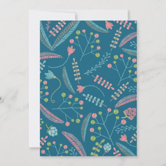 Borduurwerk Bloemen Huwelijksuitnodigingen Kaart (Achterkant)