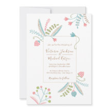 Borduurwerk Bloemen Huwelijksuitnodigingen