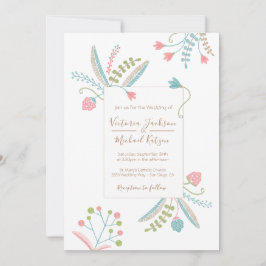 Borduurwerk Bloemen Huwelijksuitnodigingen Kaart