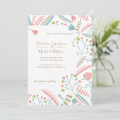 Borduurwerk Bloemen Huwelijksuitnodigingen Kaart (Staand voorkant)