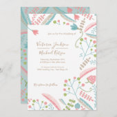 Borduurwerk Bloemen Huwelijksuitnodigingen Kaart (Voorkant / Achterkant)