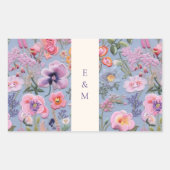 Borduurwerk Bloemen Initialen Rechthoekige Sticker (Voorkant)