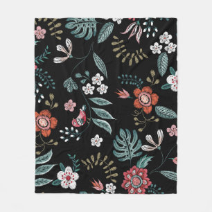 Borduurwerk bloemenhalslijn,  boeket. fleece deken