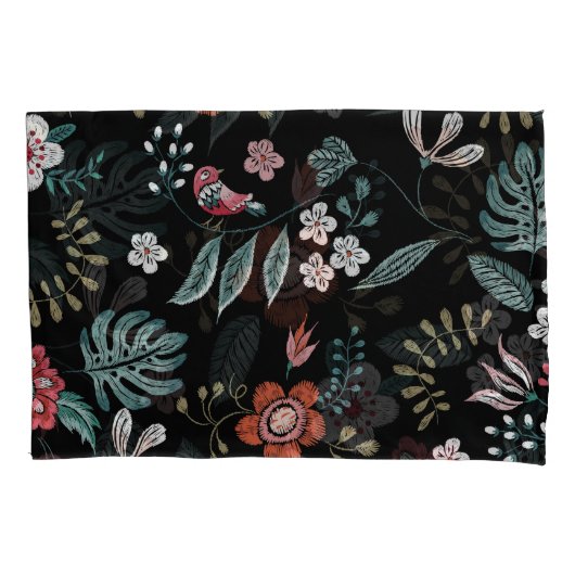 Borduurwerk bloemenhalslijn, boeket. kussensloop (Voorkant)