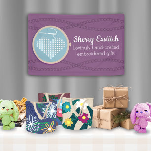 Borduurwerk cross stitch craft show stand display spandoek