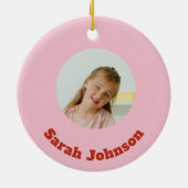 Borduurwerk Effect Kerst strik aangepaste foto naa Keramisch Ornament (Achterkant)