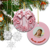 Borduurwerk Effect Kerst strik aangepaste foto naa Keramisch Ornament