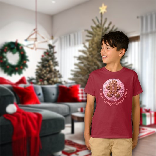 Borduurwerk Effect Kerstmis Gingerbread Man T-shirt