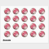 Borduurwerk Effect Roze Kerstmis Poinsettias Ronde Sticker (Vel)