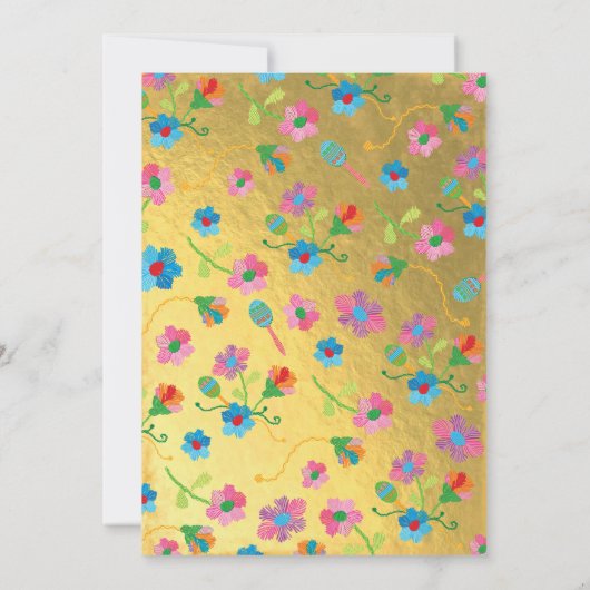 Borduurwerk Floral Quinceañera Mexicaans Spaans Kaart (Achterkant)