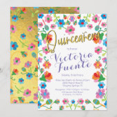 Borduurwerk Floral Quinceañera Mexicaans Spaans Kaart (Voorkant / Achterkant)
