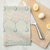 borduurwerk kant strass look blauwgroen crème theedoek (Quarter Fold)