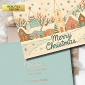 Borduurwerk Kerstmis Snowy Village Scene Folie Feestdagenkaart
