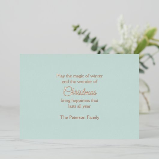 Borduurwerk Kerstmis Snowy Village Scene Folie Feestdagenkaart (Staand Voorkant)