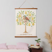 Borduurwerk kerstpatrijs in een perenboom hangend wandkleed (Slaapkamer)