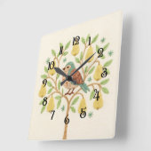 Borduurwerk kerstpatrijs in een perenboom vierkante klok (Hoek)