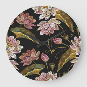 Borduurwerk Lotus bloemen Naadloos patroon Grote Klok