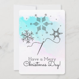 Borduurwerk naaien ambachten sneeuwvlokken kerstka feestdagenkaart