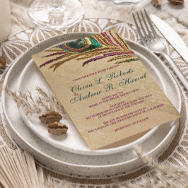  borduurwerk pauw veer bruiloft uitnodigingen