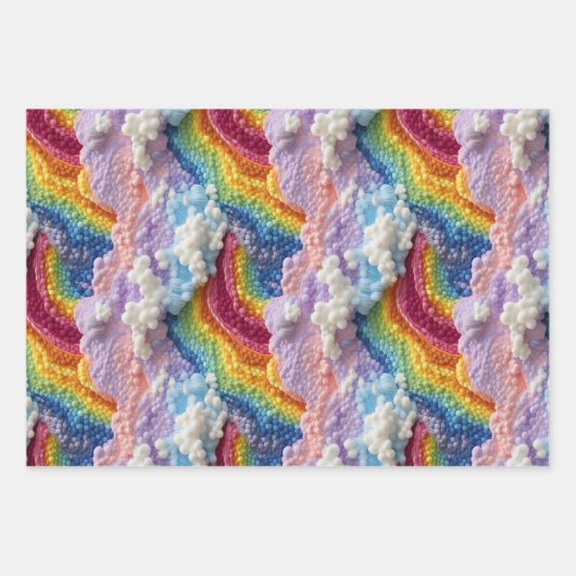 Borduurwerk Regenboog, Sky, en Cloud Design Inpakpapier Vel (Voorkant 3)