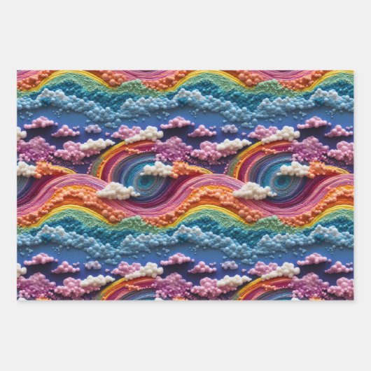 Borduurwerk Regenboog, Sky, en Cloud Design Inpakpapier Vel (Voorkant)