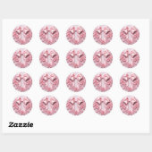 Borduurwerk roze kerstboog ronde sticker (Vel)