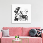 borduurwerk voor  vrouwen canvas afdruk (Insitu (Woonkamer))
