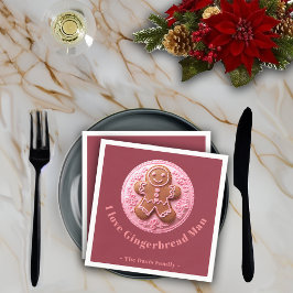 Borduurwerkeffect Kerst Gingerman aangepaste naam Servet