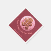 Borduurwerkeffect Kerst Gingerman aangepaste naam Servet (Hoek)