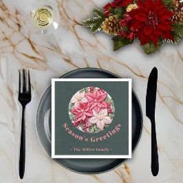 Borduurwerkeffect Kerstmis Poinsettia aangepaste n Servet