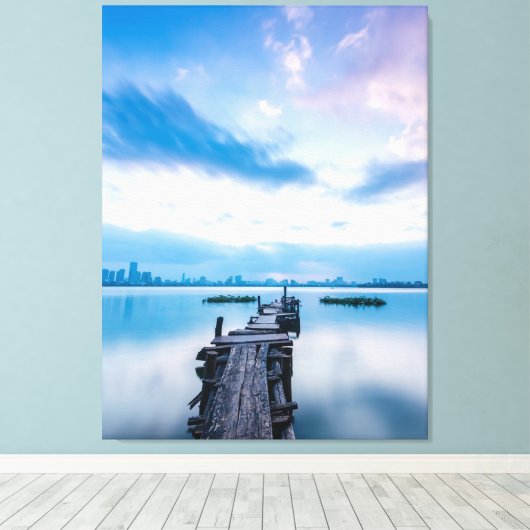Bordwandeling lucht en zee canvas afdruk (Insitu (Houten vloer))