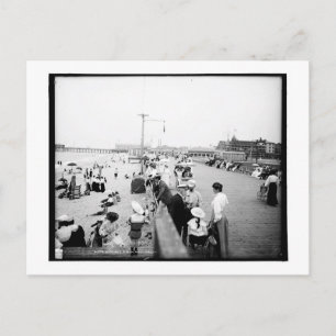 Bordwandeling & strand, Asbury Park, NJ Vintage Briefkaart