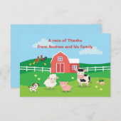Bordwerf met dieren Verjaardfeest Dank je auto Bedankkaart (Voorkant / Achterkant)