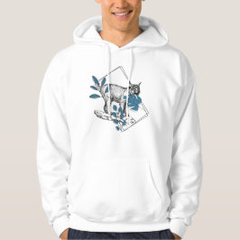 Boreal Lynx & Blue Leaves - Wilde Kunst Hoodie