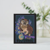 Boreale Night Tree Owl Nocural Feestdagenkaart (Staand voorkant)